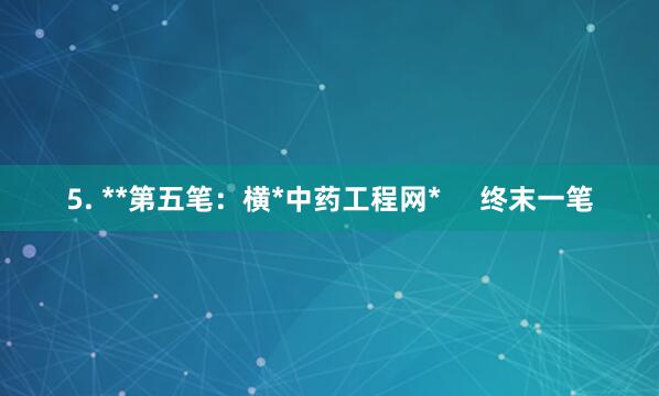 5. **第五笔：横*中药工程网*     终末一笔